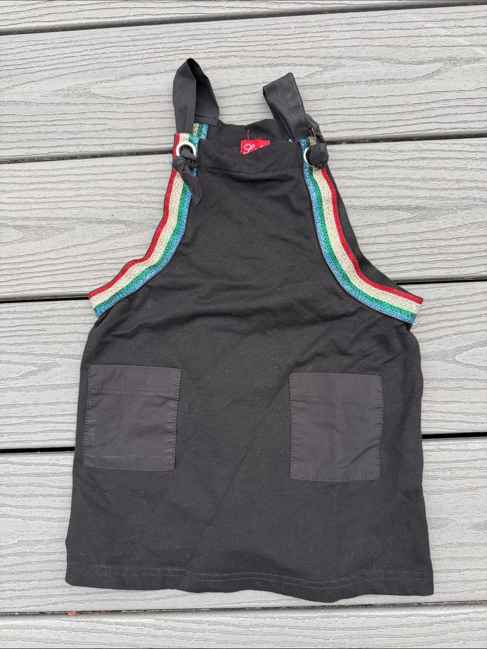 lululemon athletica Black Kids Pinafore Dress with Rainbow Trim